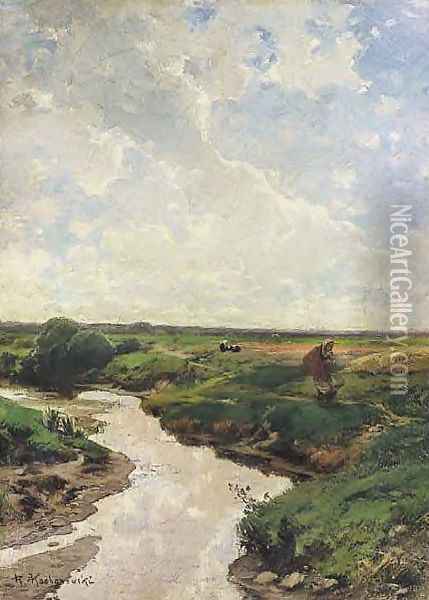 Landscape with a River Oil Painting - Roman Kochanowski