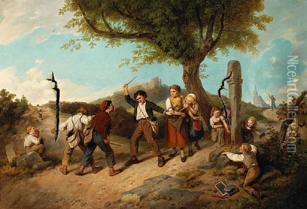 The Quarrel Oil Painting - Johann Grund
