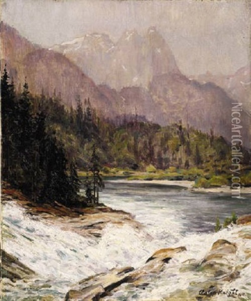 Mount Index From Sunset Falls Oil Painting - Louis Aston Knight