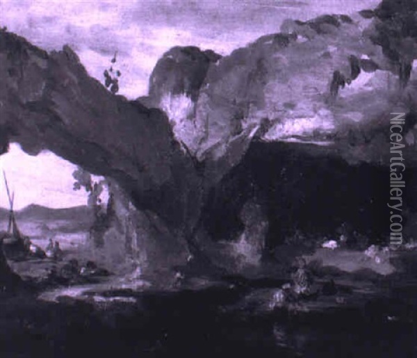 Grotto Oil Painting - Domenico Morelli