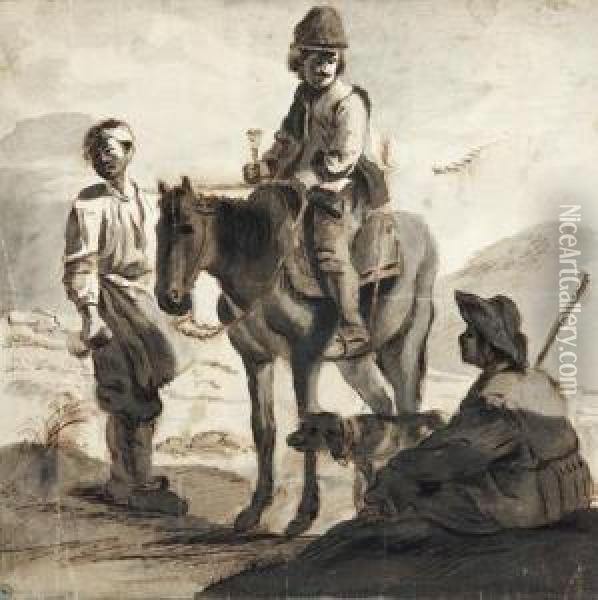 Cavalier Se Desalterant Oil Painting - Pieter Van Laer (BAMBOCCIO)