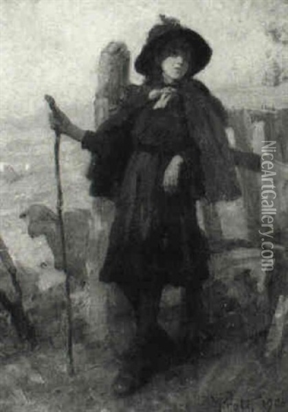 A Young Shepherdess Oil Painting - William M. Pratt
