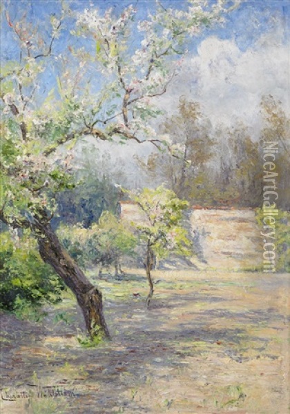 Blommande Frukttrad - Frankrike Oil Painting - Charlotte Constance Wahlstroem