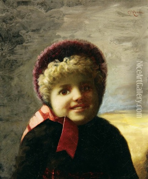 Portrait Of Young Girl With Bonnet Oil Painting - Carducius Plantagenet Ream