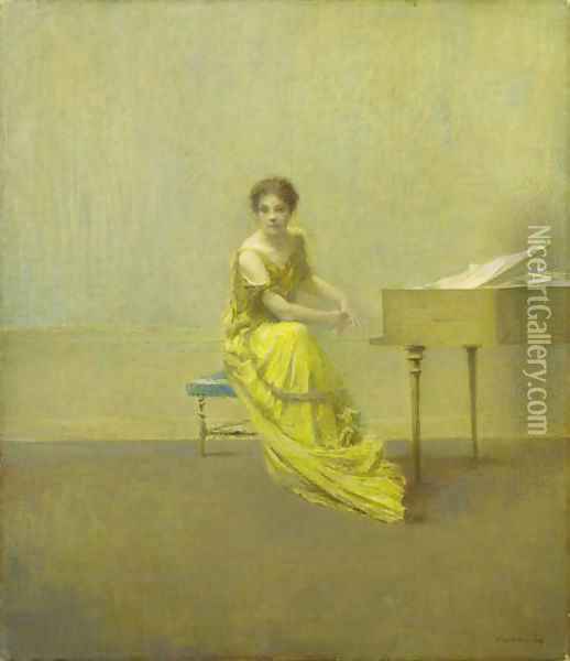 The Music Lesson Oil Painting - Thomas Wilmer Dewing