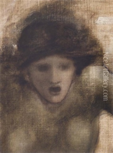 Study For One Of The Gorgons In The Finding Of Perseus Oil Painting - Edward Burne-Jones