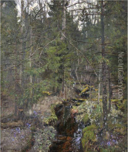 Forest Oil Painting - Stanislaw Zukowski
