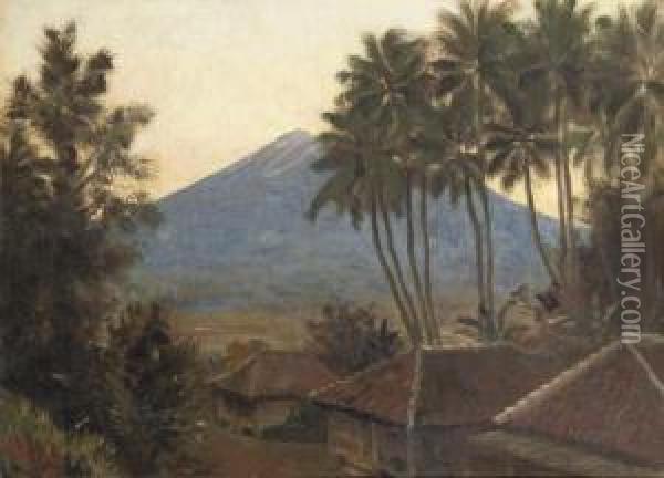Kampong Near The Vulcano Oil Painting - Carel Lodewijk, Dake Jr.