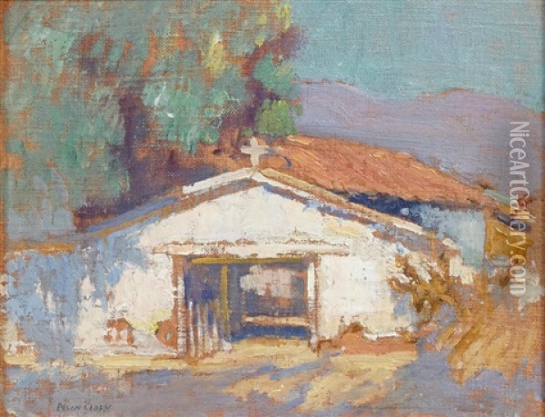 Pala Mission Oil Painting - Alson Skinner Clark