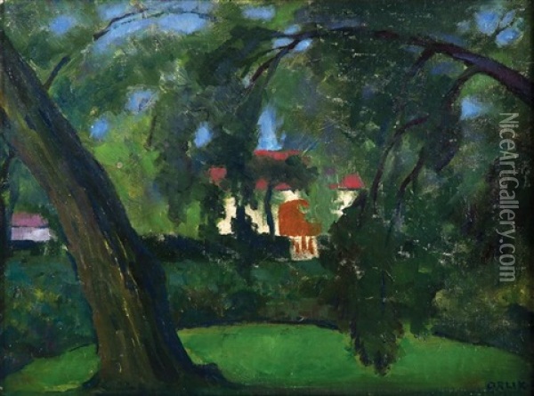 House In The Trees Oil Painting - Emil Orlik