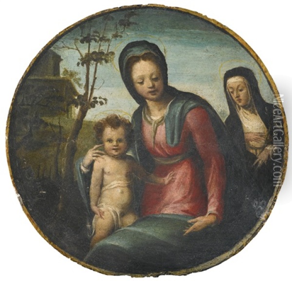 Madonna And Child With Saint Catherine Of Siena Oil Painting - Domenico Beccafumi
