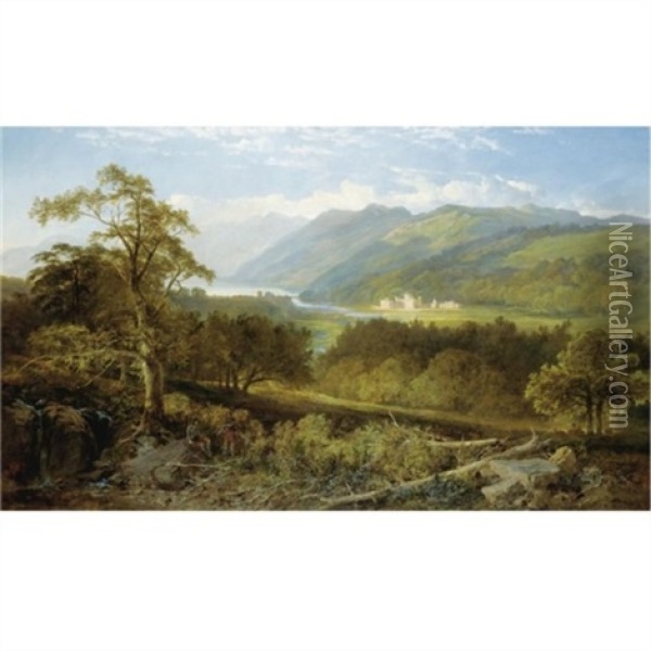 A View Of Taymouth Castle On Loch Tay Oil Painting - Edmund John Niemann