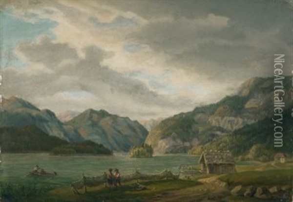 Der Konigsee In Berchtesgaden Oil Painting - Johann Baptist Isenring