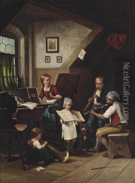 The Rehersal Oil Painting - Auguste Heyn
