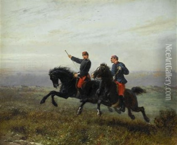At Full Gallop Oil Painting - Alfred-Emile Gaubault
