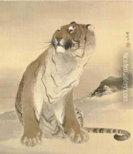 Tiger Oil Painting - Konoshima Okoku