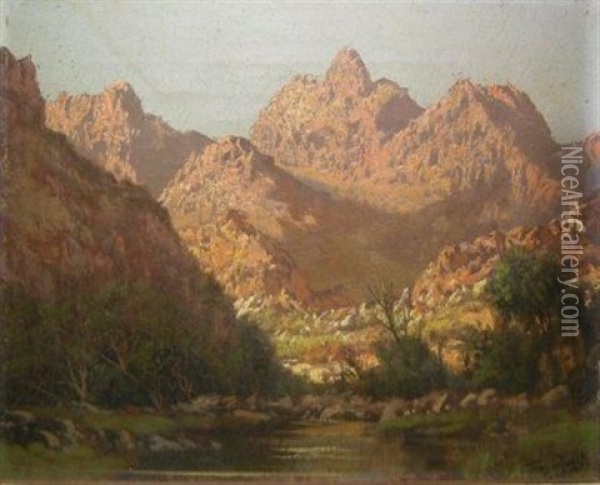 Mountainous Landscape With A Stream Oil Painting - Tinus de Jongh