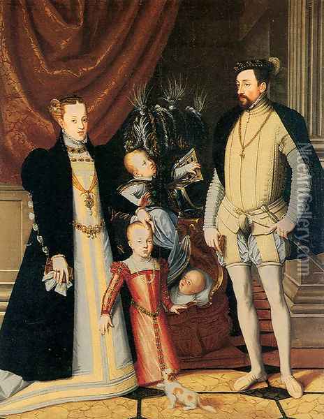 Maximilian II and His Family Oil Painting - Giuseppe Arcimboldo