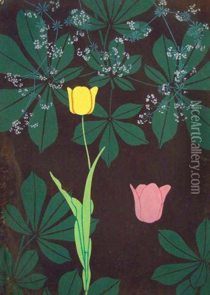 Fleurs Et Feuilles Oil Painting - Alfred Lesbros