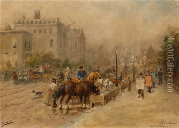 Londen Bij Hyde Park Oil Painting - Otto Eerelman
