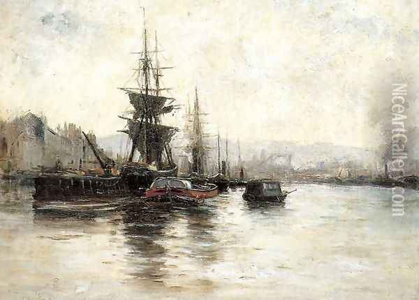 Puerto de Rouen Oil Painting - Carlos de Haes