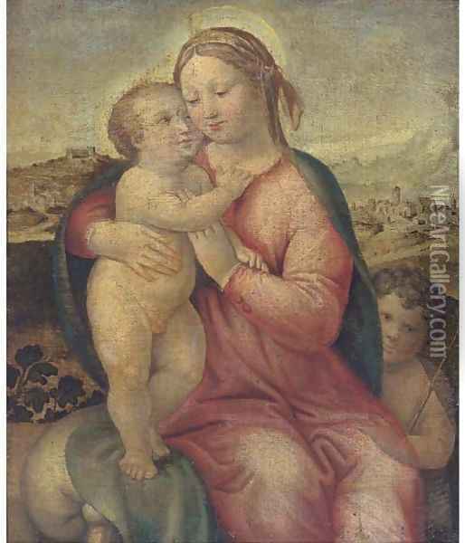 The Madonna and Child with the Infant Saint John the Baptist 2 Oil Painting - Raphael (Raffaello Sanzio of Urbino)