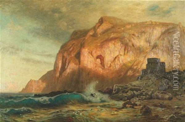 Felsenkuste Auf Capri Im Abendlicht Oil Painting - Ernest Karl Eugen Koerner