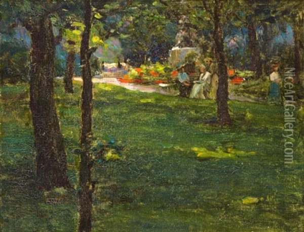 Luxembourg Garden, Paris, France Oil Painting - Henry Salem Hubbell