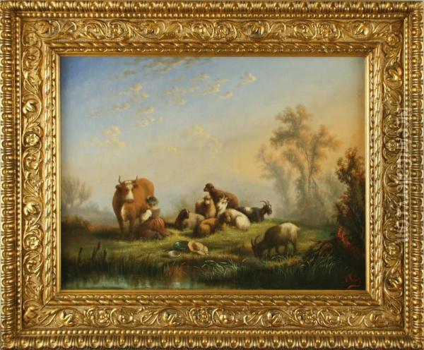 Die Kleine Ziegenhirtin Oil Painting - Prosper Ferey