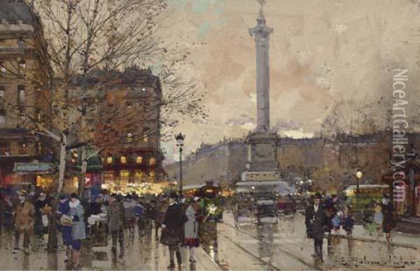Place De La Bastille Oil Painting - Eugene Galien-Laloue