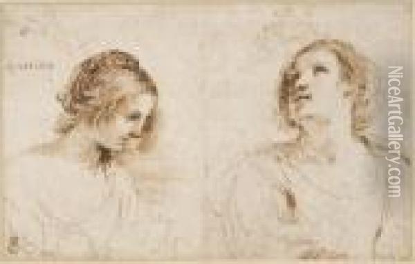Deux Etudes De Femmes En Buste Oil Painting - Guercino