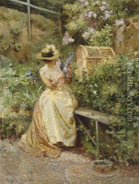 In The Garden Oil Painting - Robert Payton Reid