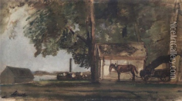 Kaisermuhlen An Der Donau Oil Painting - Emil Jacob Schindler