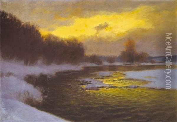Lights At Dawn Oil Painting - Laszlo Mednyanszky
