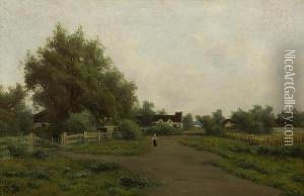 A Landscape With A Figure On A Path Oil Painting - Ramsome Gillet Holdredge