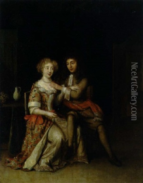 Der Verliebte Kavalier Oil Painting - Reinier De La Haye