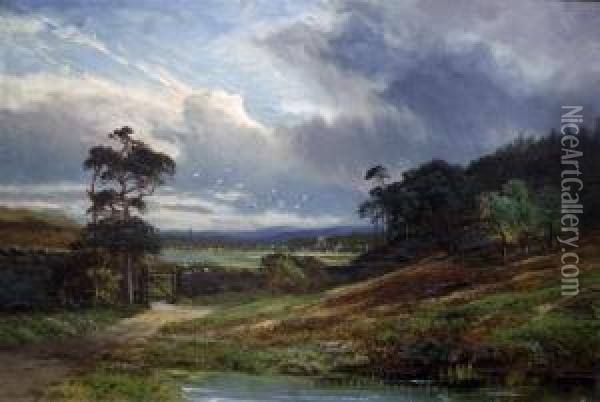 Landscape With Church Oil Painting - Clarence Roe