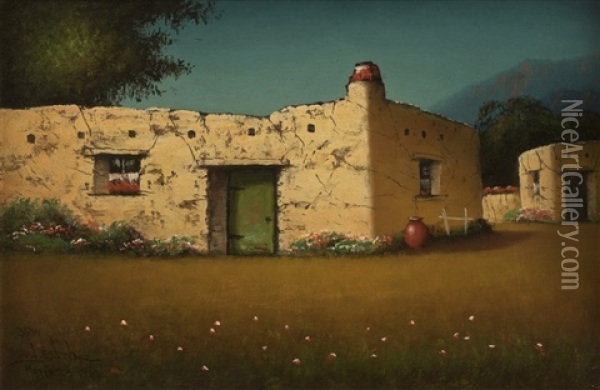 Adobe Shack, Mexico Oil Painting - James Everett Stuart