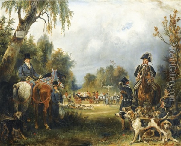 Rendez-vous De Chasse Du Prince De Wagram Oil Painting - Francois Gabriel Guillaume Lepaulle