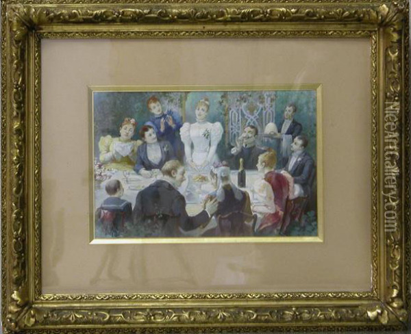 Banquet De Mariage Oil Painting - Auguste Ledoux