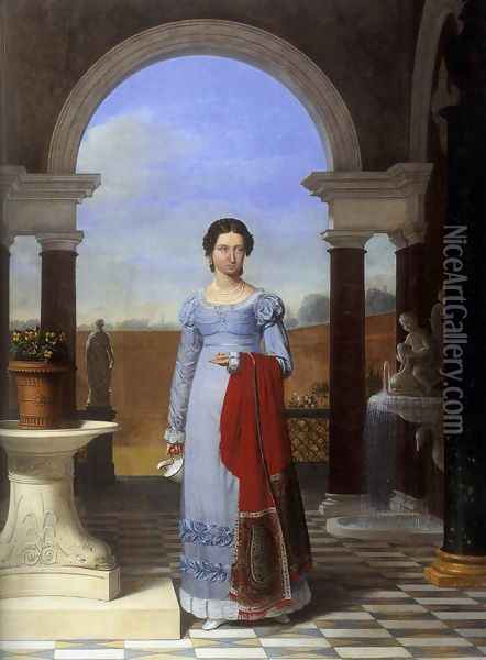 Portrait of Colette Versavel, Wife of Isaac J. de Meyer 1822 Oil Painting - Joseph-Francois Ducq