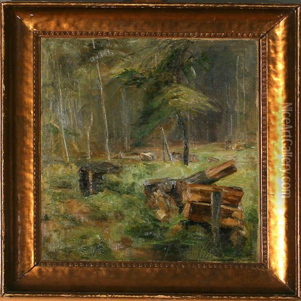 Spring Forest Oil Painting - Aage Bertelsen