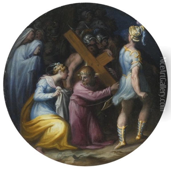 Christ Carrying The Cross Oil Painting - Giovanni Battista di Matteo Naldini