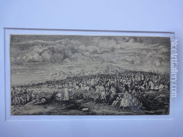 L'armee Romaine. 1856-1861. Oil Painting - Rodolphe Bresdin