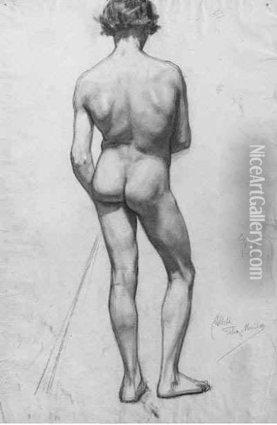 A Male Nude Oil Painting - August Allebe