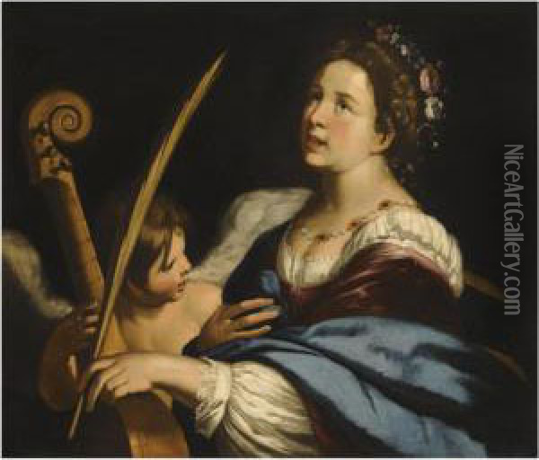 Saint Cecilia Oil Painting - Bernardo Strozzi