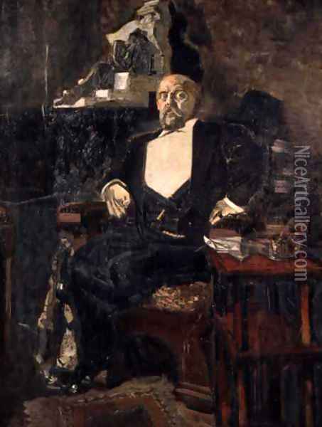 Portrait of Sawa Mamontov, the Founder of the First Private Opera, 1897 Oil Painting - Mikhail Aleksandrovich Vrubel