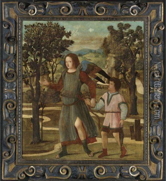 Tobias And The Angel Oil Painting - Giovanni Battista Cima da Conegliano