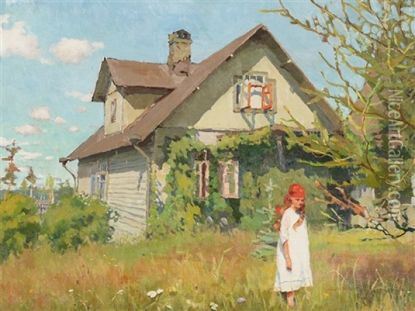 Summer In The Country Oil Painting - Alfons Konstantinovich Zhaba