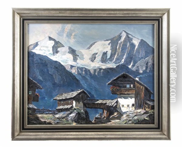 Tiroler Berghof Mit Gletscher Oil Painting - Alois Pfund